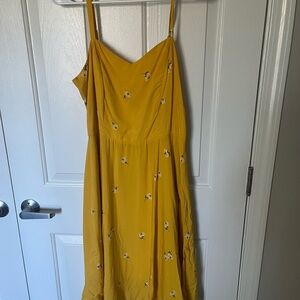 Old Navy Mustard Floral Midi Slip Dress (Tall Size)